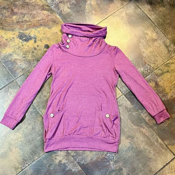 Levaca Button Cowl Neck Front Pocket Tunic Medium - Picture 3 of 9